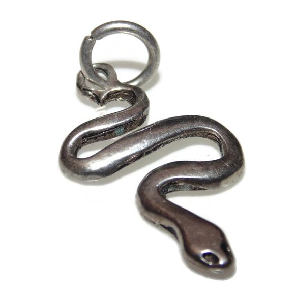 925 Vintage Estate Sterling Silver Charm Pendant Snake Jewelry Jewellery - Picture 1 of 2